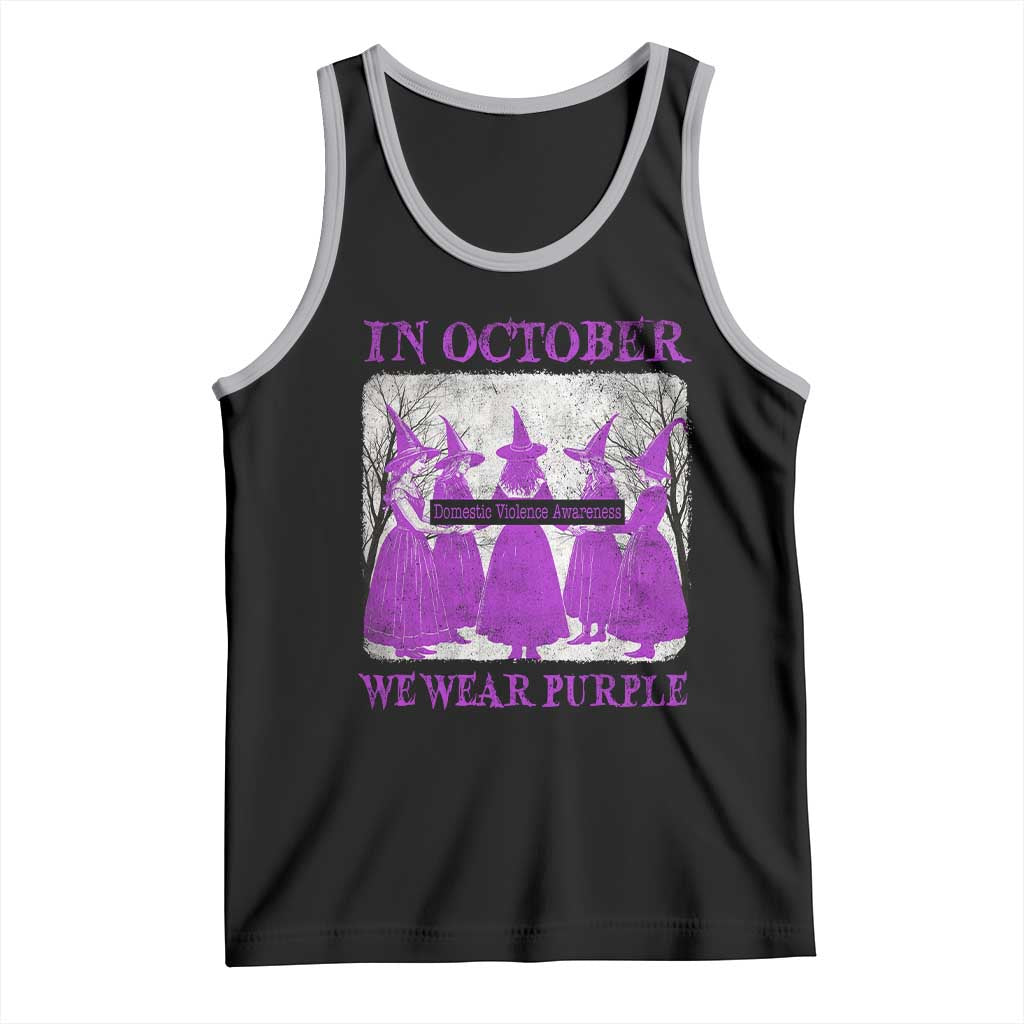 Retro In October We Wear Purple Witch Domestic Violence Awareness Tank Top TS10 Black Athletic Heather Print Your Wear