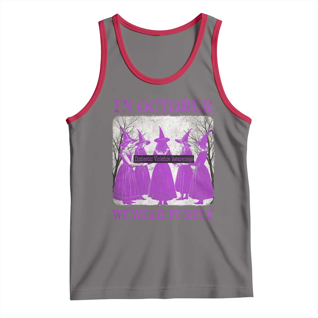 Retro In October We Wear Purple Witch Domestic Violence Awareness Tank Top TS10 Deep Heather Red Print Your Wear