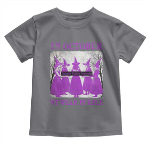 Retro In October We Wear Purple Witch Domestic Violence Awareness Toddler T Shirt TS10 Charcoal Print Your Wear