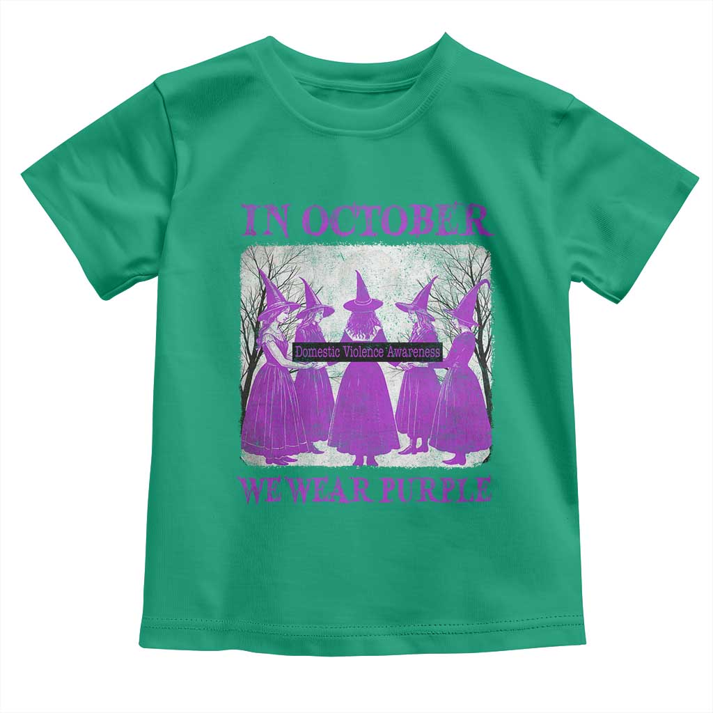 Retro In October We Wear Purple Witch Domestic Violence Awareness Toddler T Shirt TS10 Irish Green Print Your Wear