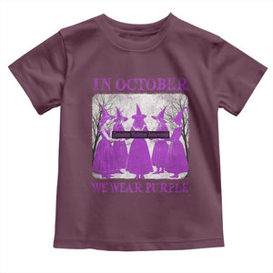 Retro In October We Wear Purple Witch Domestic Violence Awareness Toddler T Shirt TS10 Maroon Print Your Wear