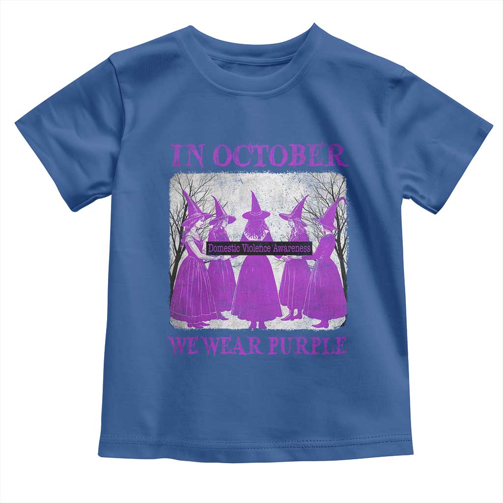 Retro In October We Wear Purple Witch Domestic Violence Awareness Toddler T Shirt TS10 Royal Blue Print Your Wear