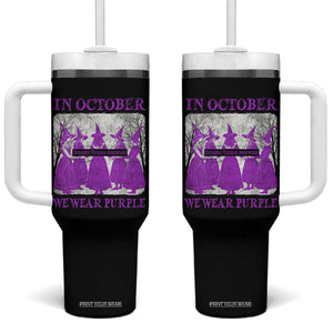 Retro In October We Wear Purple Witch Domestic Violence Awareness Tumbler With Handle TS10 One Size: 40 oz Black Print Your Wear