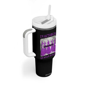Retro In October We Wear Purple Witch Domestic Violence Awareness Tumbler With Handle TS10 Print Your Wear