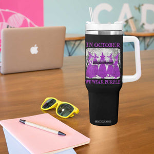 Retro In October We Wear Purple Witch Domestic Violence Awareness Tumbler With Handle TS10 Print Your Wear