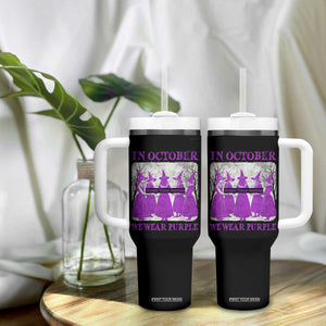 Retro In October We Wear Purple Witch Domestic Violence Awareness Tumbler With Handle TS10 Print Your Wear