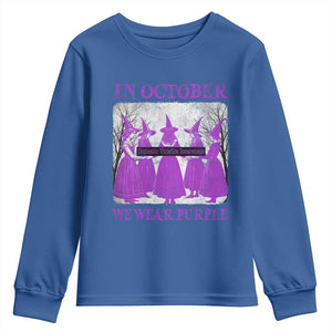 Retro In October We Wear Purple Witch Domestic Violence Awareness Youth Sweatshirt TS10 Royal Blue Print Your Wear