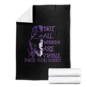 Stop Domestic Violence Throw Blanket Purple Ribbon Witch Graphic Witchy Feminist TS10 Black Print Your Wear