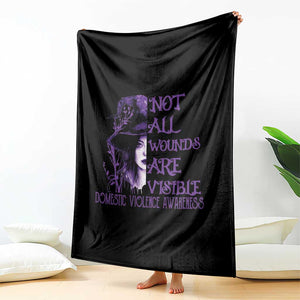 Stop Domestic Violence Throw Blanket Purple Ribbon Witch Graphic Witchy Feminist TS10 Print Your Wear