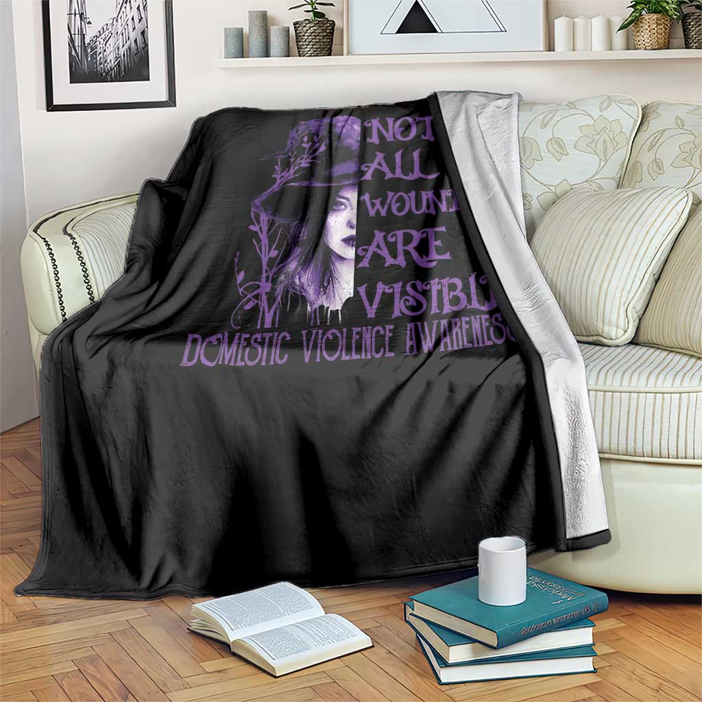 Stop Domestic Violence Throw Blanket Purple Ribbon Witch Graphic Witchy Feminist TS10 Print Your Wear