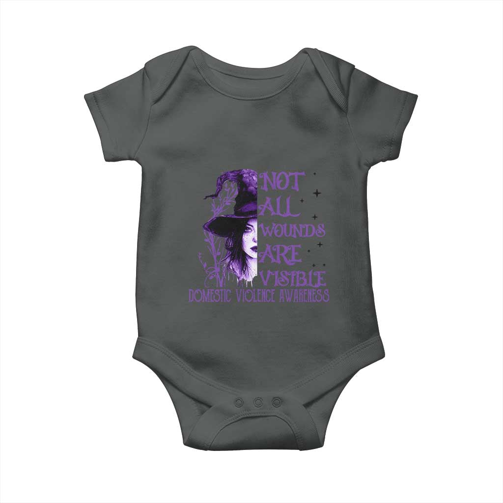 Stop Domestic Violence Baby Onesie Purple Ribbon Witch Graphic Witchy Feminist TS10 Dark Heather Print Your Wear