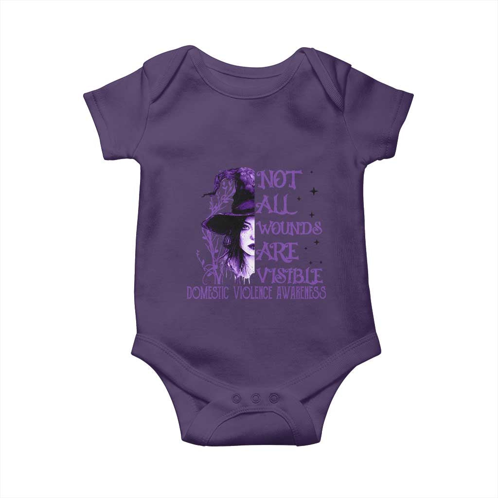 Stop Domestic Violence Baby Onesie Purple Ribbon Witch Graphic Witchy Feminist TS10 Purple Print Your Wear