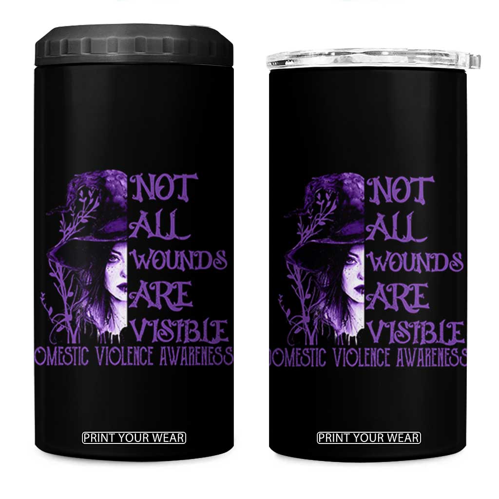 Stop Domestic Violence 4 in 1 Can Cooler Tumbler Purple Ribbon Witch Graphic Witchy Feminist TS10 One Size: 16 oz Black Print Your Wear