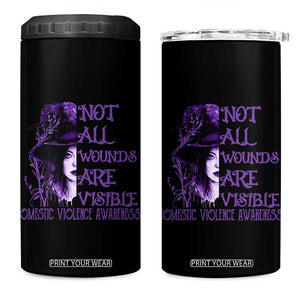 Stop Domestic Violence 4 in 1 Can Cooler Tumbler Purple Ribbon Witch Graphic Witchy Feminist TS10 One Size: 16 oz Black Print Your Wear