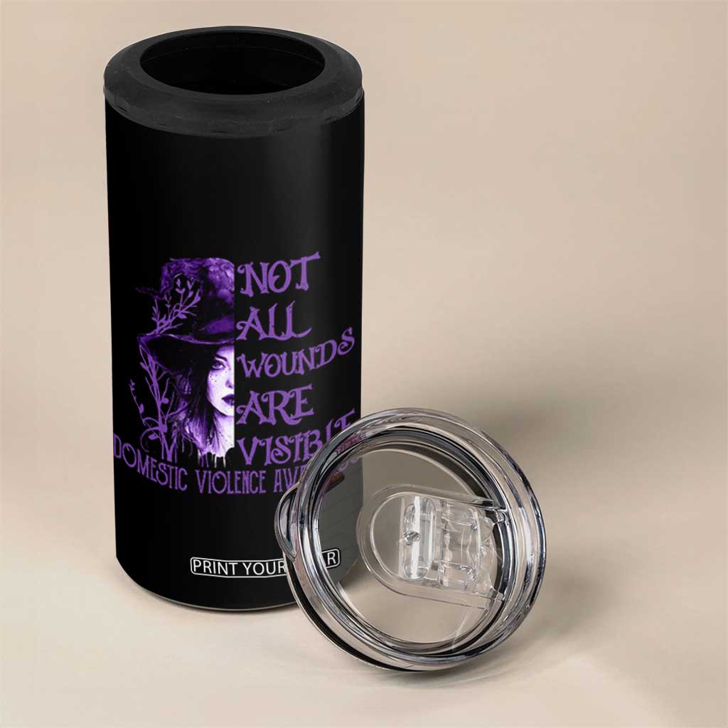 Stop Domestic Violence 4 in 1 Can Cooler Tumbler Purple Ribbon Witch Graphic Witchy Feminist TS10 Print Your Wear