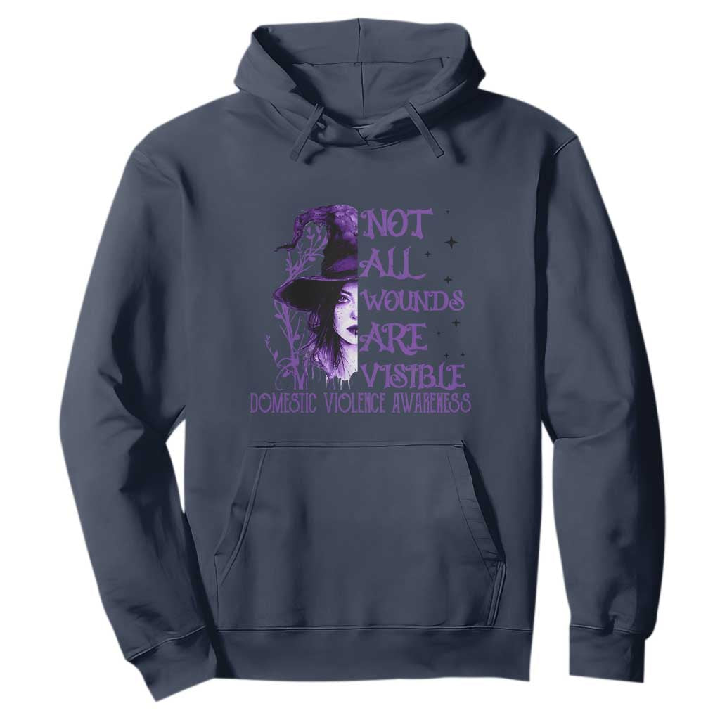Stop Domestic Violence Hoodie Purple Ribbon Witch Graphic Witchy Feminist TS10 Navy Print Your Wear