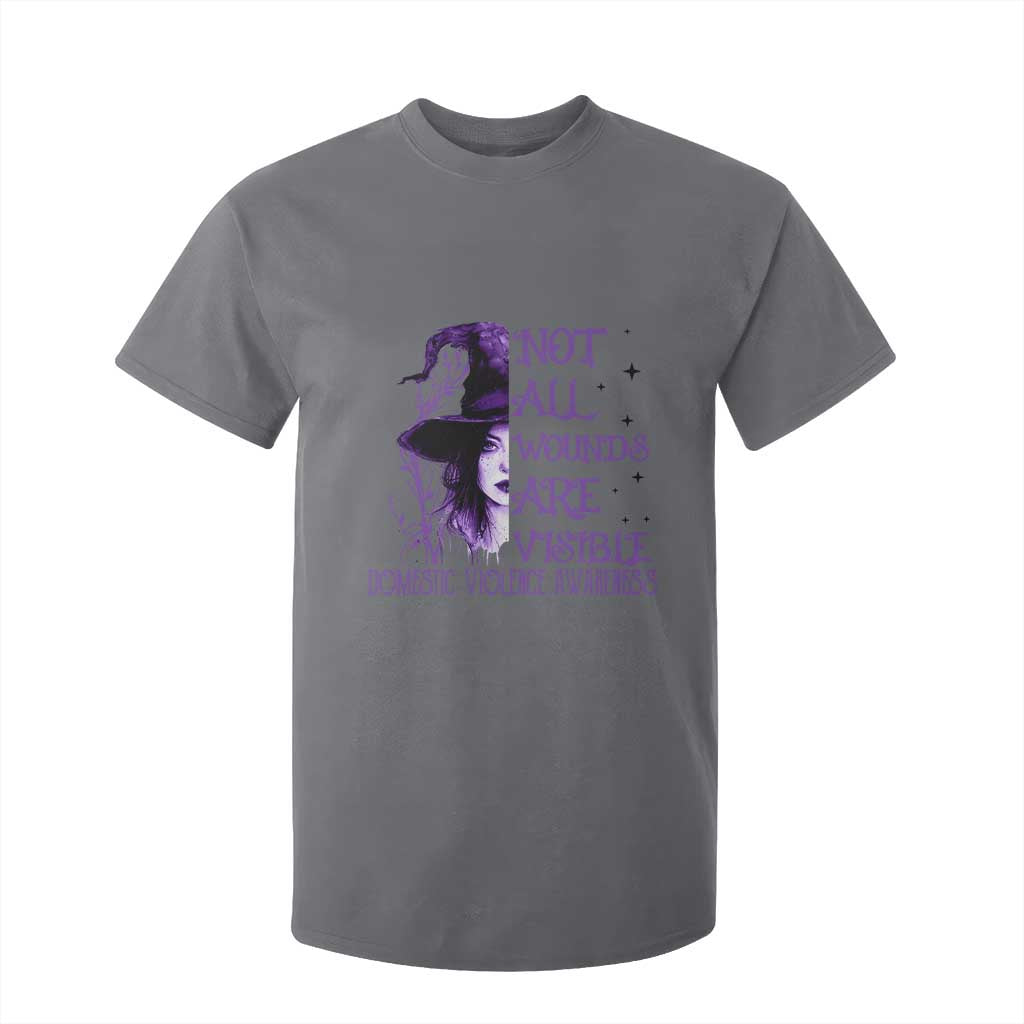 Stop Domestic Violence T Shirt For Kid Purple Ribbon Witch Graphic Witchy Feminist TS10 Charcoal Print Your Wear