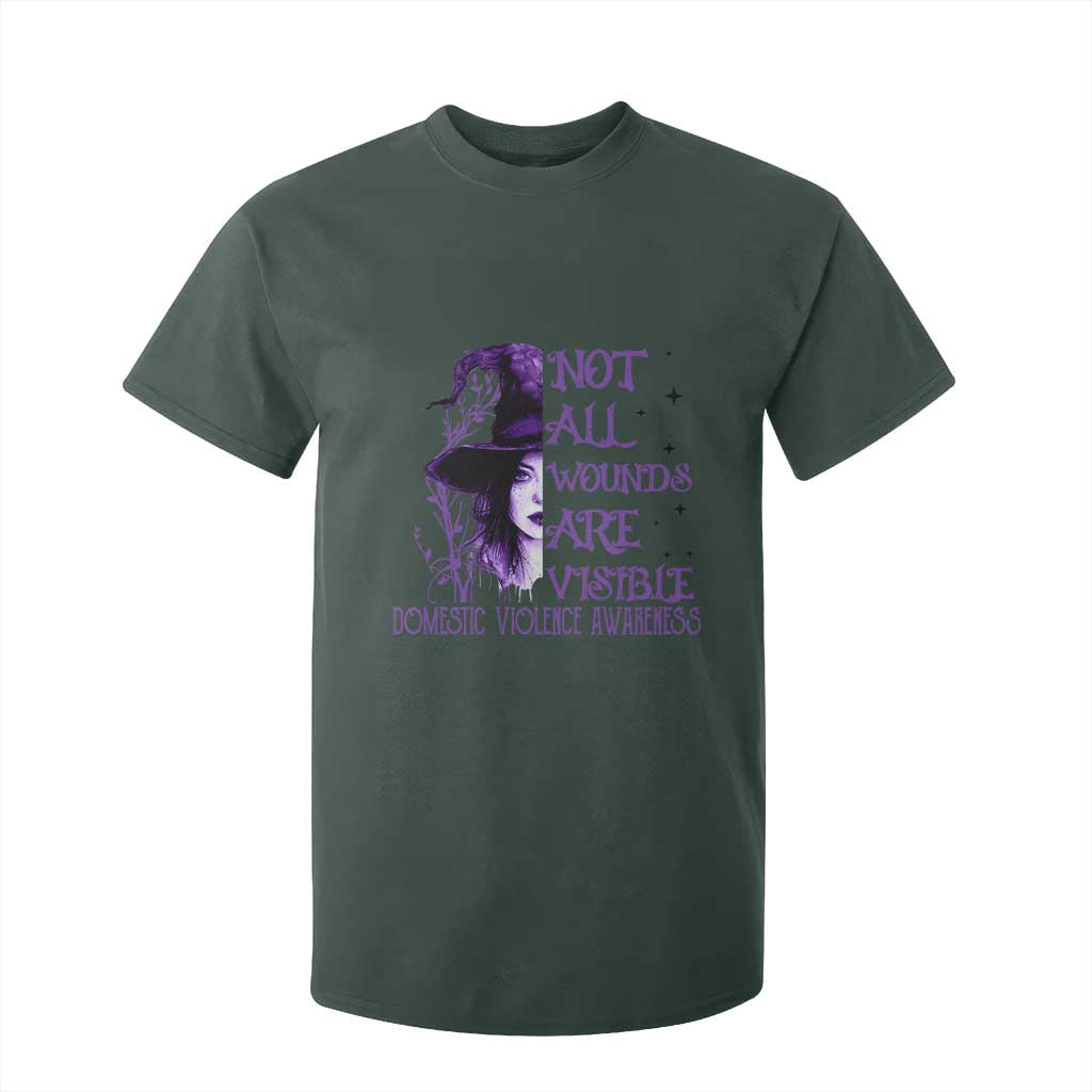 Stop Domestic Violence T Shirt For Kid Purple Ribbon Witch Graphic Witchy Feminist TS10 Dark Forest Green Print Your Wear
