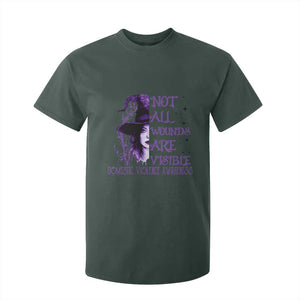 Stop Domestic Violence T Shirt For Kid Purple Ribbon Witch Graphic Witchy Feminist TS10 Dark Forest Green Print Your Wear