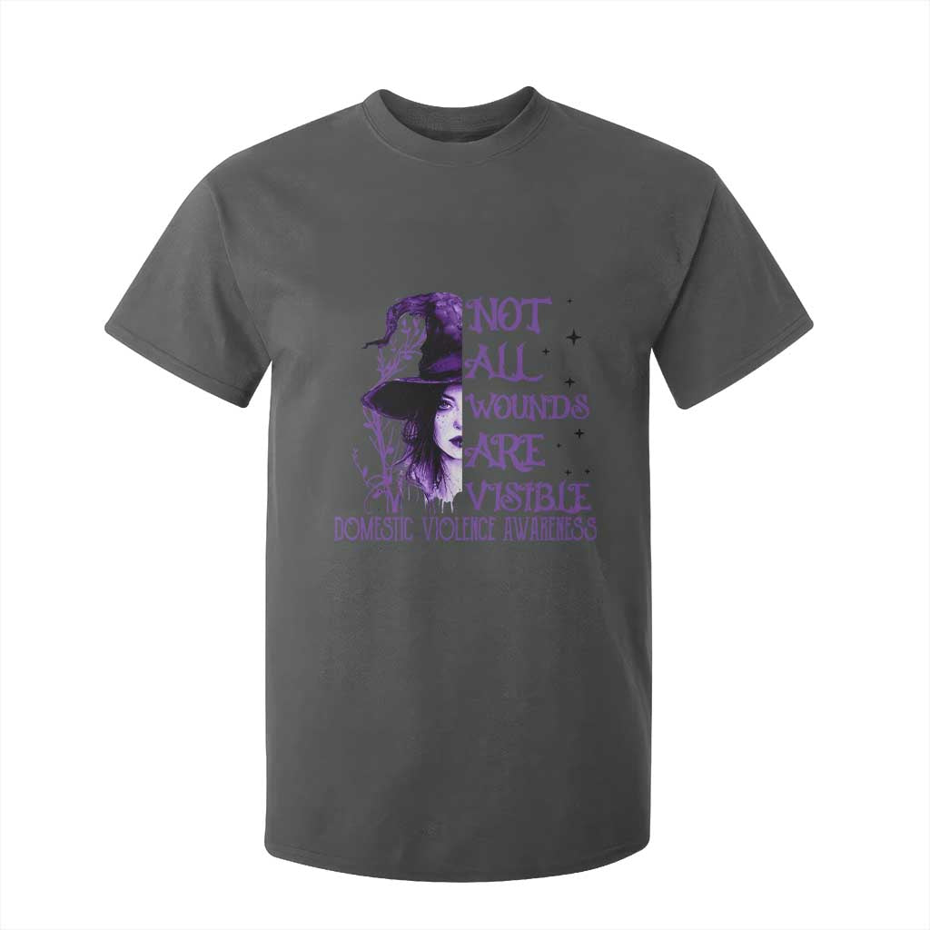 Stop Domestic Violence T Shirt For Kid Purple Ribbon Witch Graphic Witchy Feminist TS10 Dark Heather Print Your Wear