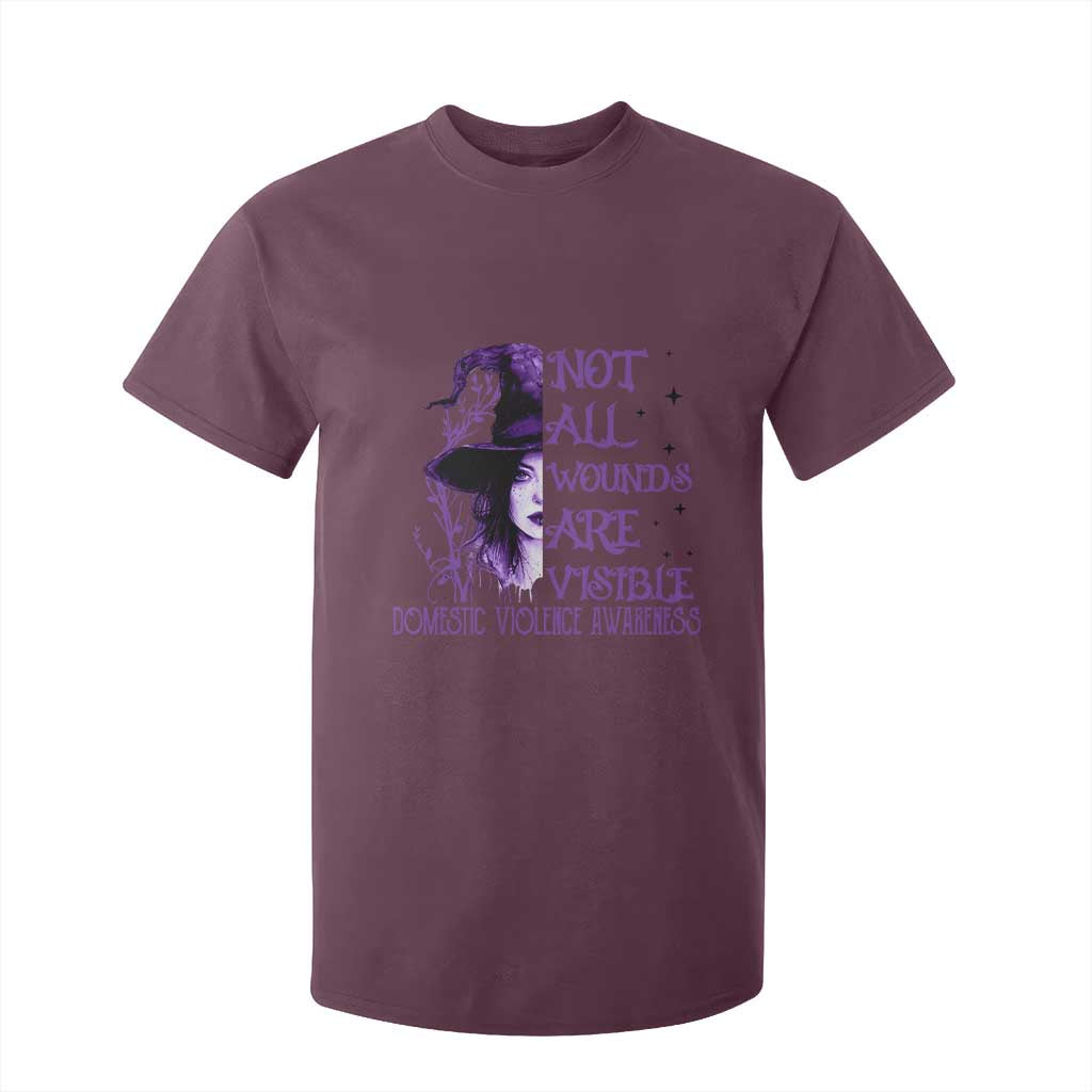 Stop Domestic Violence T Shirt For Kid Purple Ribbon Witch Graphic Witchy Feminist TS10 Maroon Print Your Wear