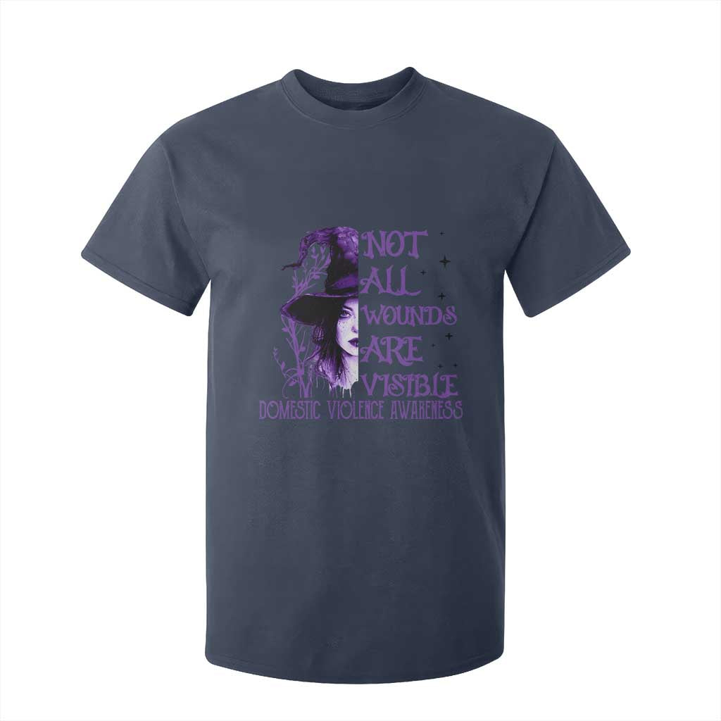 Stop Domestic Violence T Shirt For Kid Purple Ribbon Witch Graphic Witchy Feminist TS10 Navy Print Your Wear