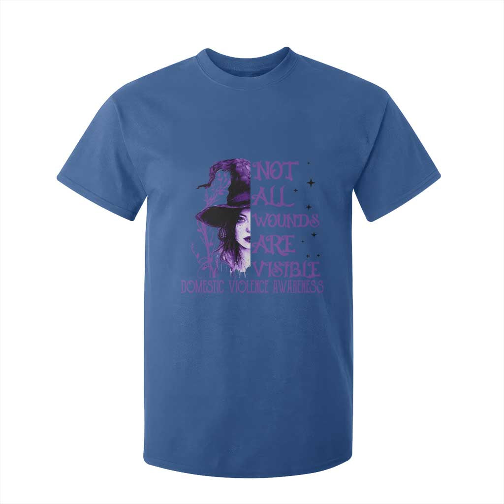 Stop Domestic Violence T Shirt For Kid Purple Ribbon Witch Graphic Witchy Feminist TS10 Royal Blue Print Your Wear