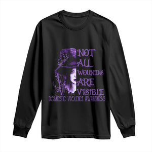 Stop Domestic Violence Long Sleeve Shirt Purple Ribbon Witch Graphic Witchy Feminist TS10 Black Print Your Wear