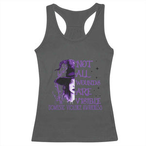 Stop Domestic Violence Racerback Tank Top Purple Ribbon Witch Graphic Witchy Feminist TS10 Dark Heather Print Your Wear