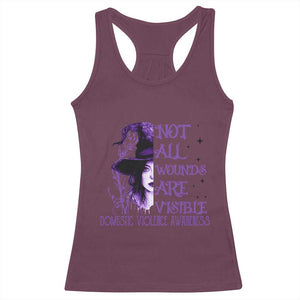 Stop Domestic Violence Racerback Tank Top Purple Ribbon Witch Graphic Witchy Feminist TS10 Maroon Print Your Wear
