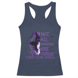 Stop Domestic Violence Racerback Tank Top Purple Ribbon Witch Graphic Witchy Feminist TS10 Navy Print Your Wear