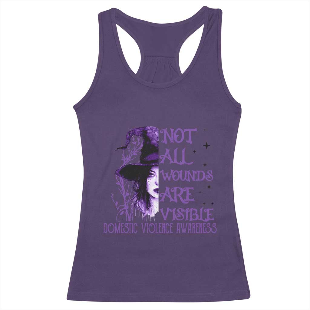 Stop Domestic Violence Racerback Tank Top Purple Ribbon Witch Graphic Witchy Feminist TS10 Purple Print Your Wear