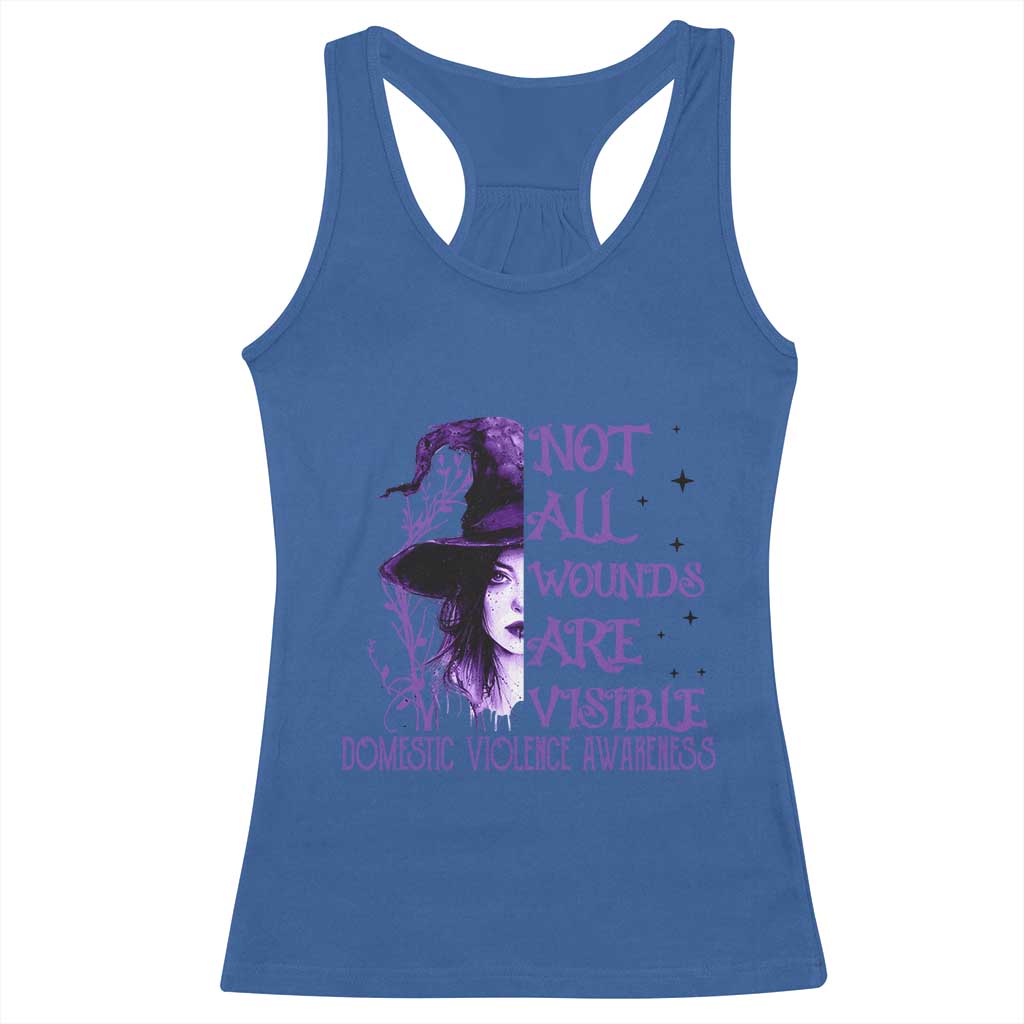 Stop Domestic Violence Racerback Tank Top Purple Ribbon Witch Graphic Witchy Feminist TS10 Royal Blue Print Your Wear