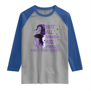 Stop Domestic Violence Raglan Shirt Purple Ribbon Witch Graphic Witchy Feminist TS10 Sport Gray Royal Print Your Wear