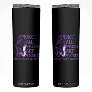 Stop Domestic Violence Skinny Tumbler Purple Ribbon Witch Graphic Witchy Feminist TS10 Black Print Your Wear