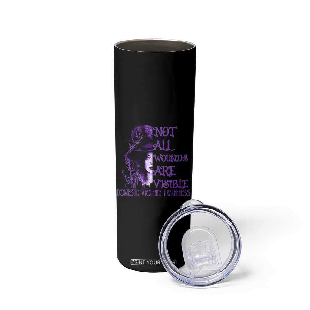 Stop Domestic Violence Skinny Tumbler Purple Ribbon Witch Graphic Witchy Feminist TS10 Print Your Wear