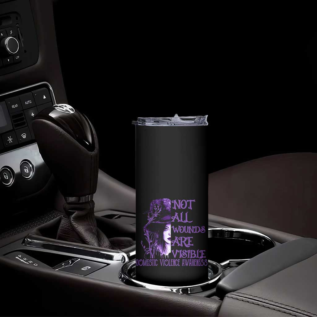 Stop Domestic Violence Skinny Tumbler Purple Ribbon Witch Graphic Witchy Feminist TS10 Print Your Wear