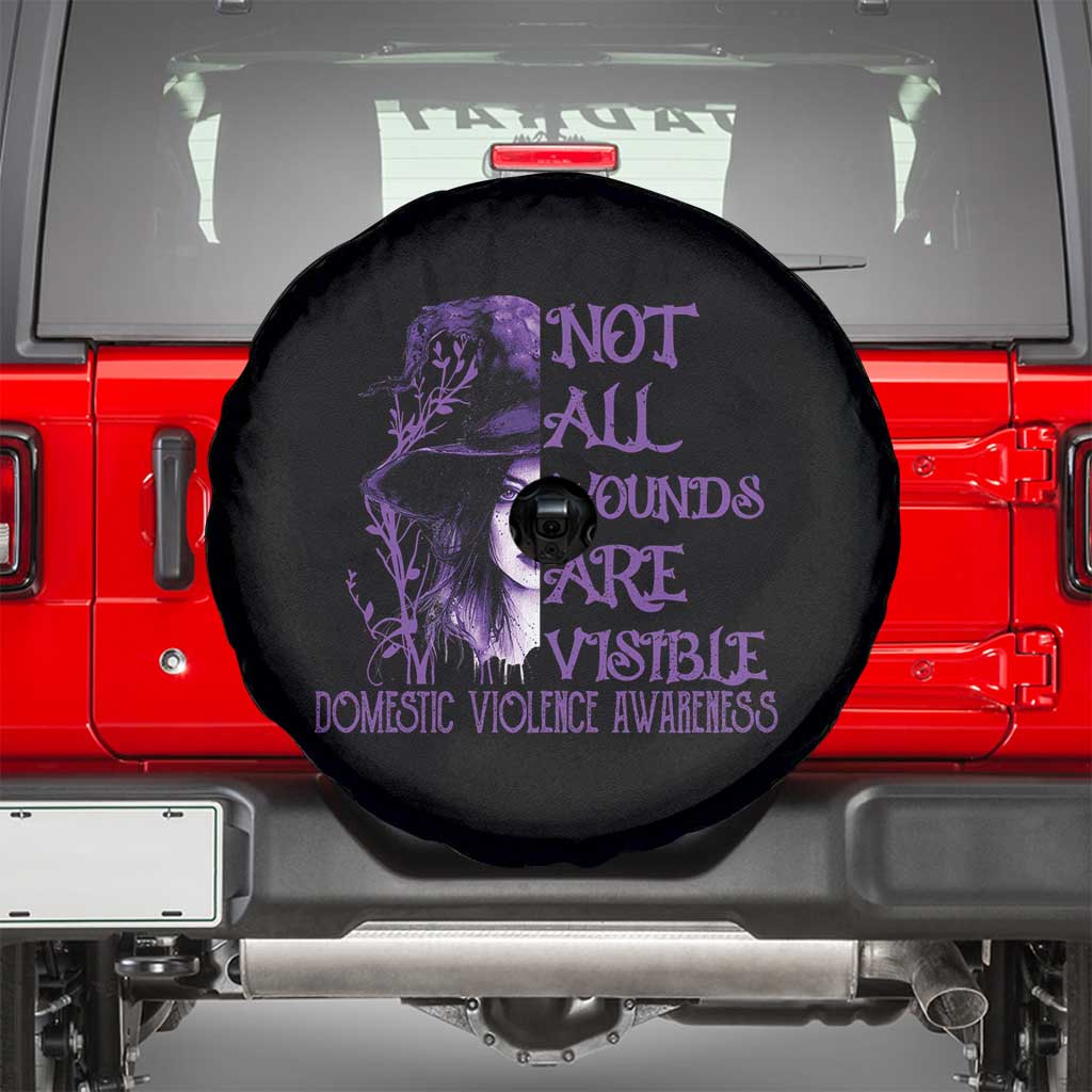 Stop Domestic Violence Spare Tire Cover Purple Ribbon Witch Graphic Witchy Feminist TS10 Black Print Your Wear