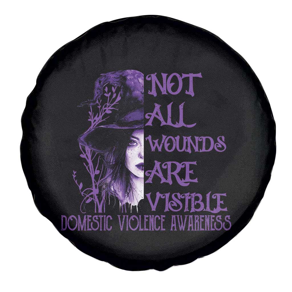 Stop Domestic Violence Spare Tire Cover Purple Ribbon Witch Graphic Witchy Feminist TS10 Print Your Wear
