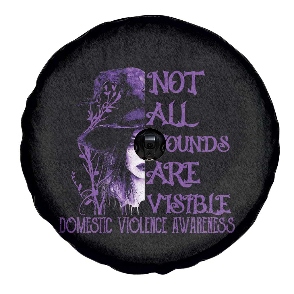 Stop Domestic Violence Spare Tire Cover Purple Ribbon Witch Graphic Witchy Feminist TS10 Print Your Wear