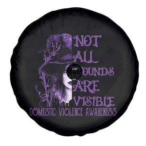 Stop Domestic Violence Spare Tire Cover Purple Ribbon Witch Graphic Witchy Feminist TS10 Print Your Wear