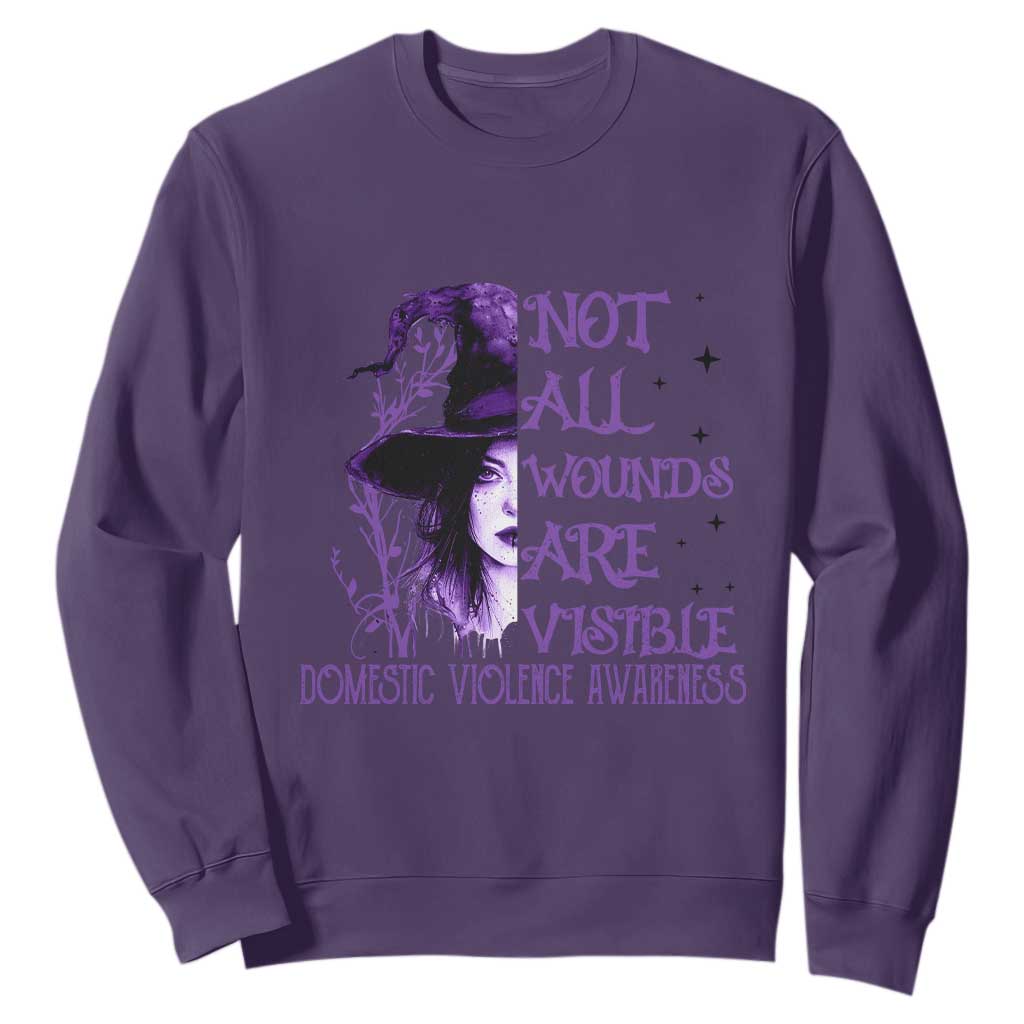 Stop Domestic Violence Sweatshirt Purple Ribbon Witch Graphic Witchy Feminist TS10 Purple Print Your Wear