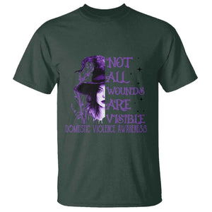 Stop Domestic Violence T Shirt Purple Ribbon Witch Graphic Witchy Feminist TS10 Dark Forest Green Print Your Wear