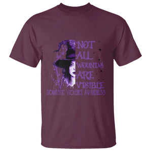 Stop Domestic Violence T Shirt Purple Ribbon Witch Graphic Witchy Feminist TS10 Maroon Print Your Wear