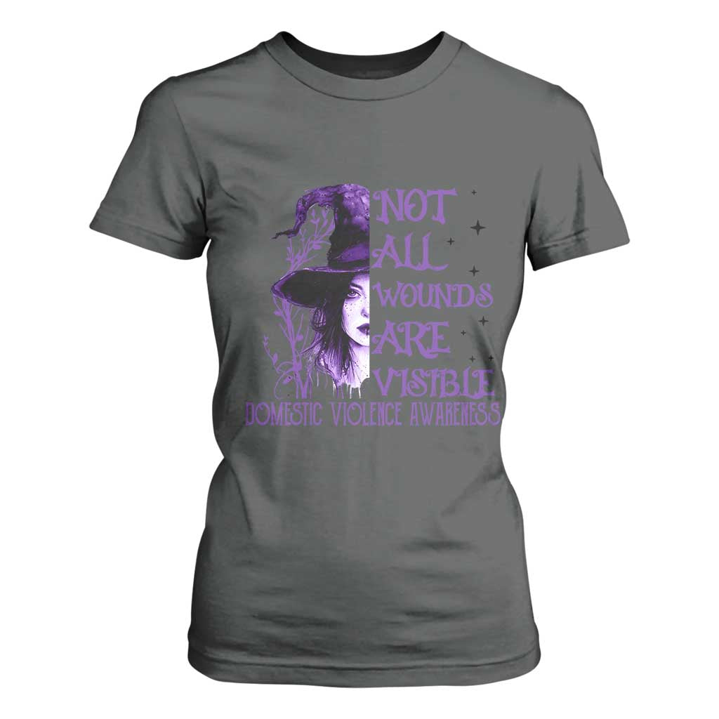 Stop Domestic Violence T Shirt For Women Purple Ribbon Witch Graphic Witchy Feminist TS10 Dark Heather Print Your Wear