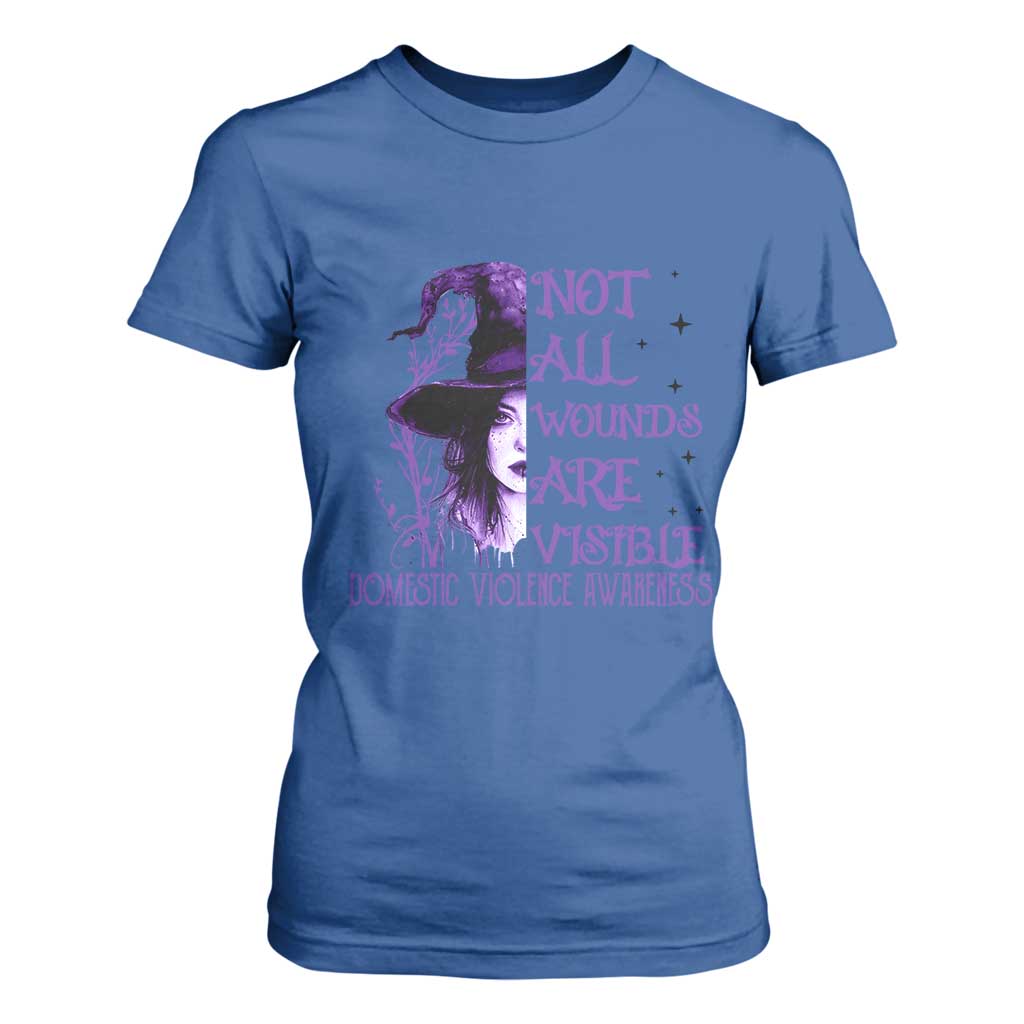 Stop Domestic Violence T Shirt For Women Purple Ribbon Witch Graphic Witchy Feminist TS10 Royal Blue Print Your Wear