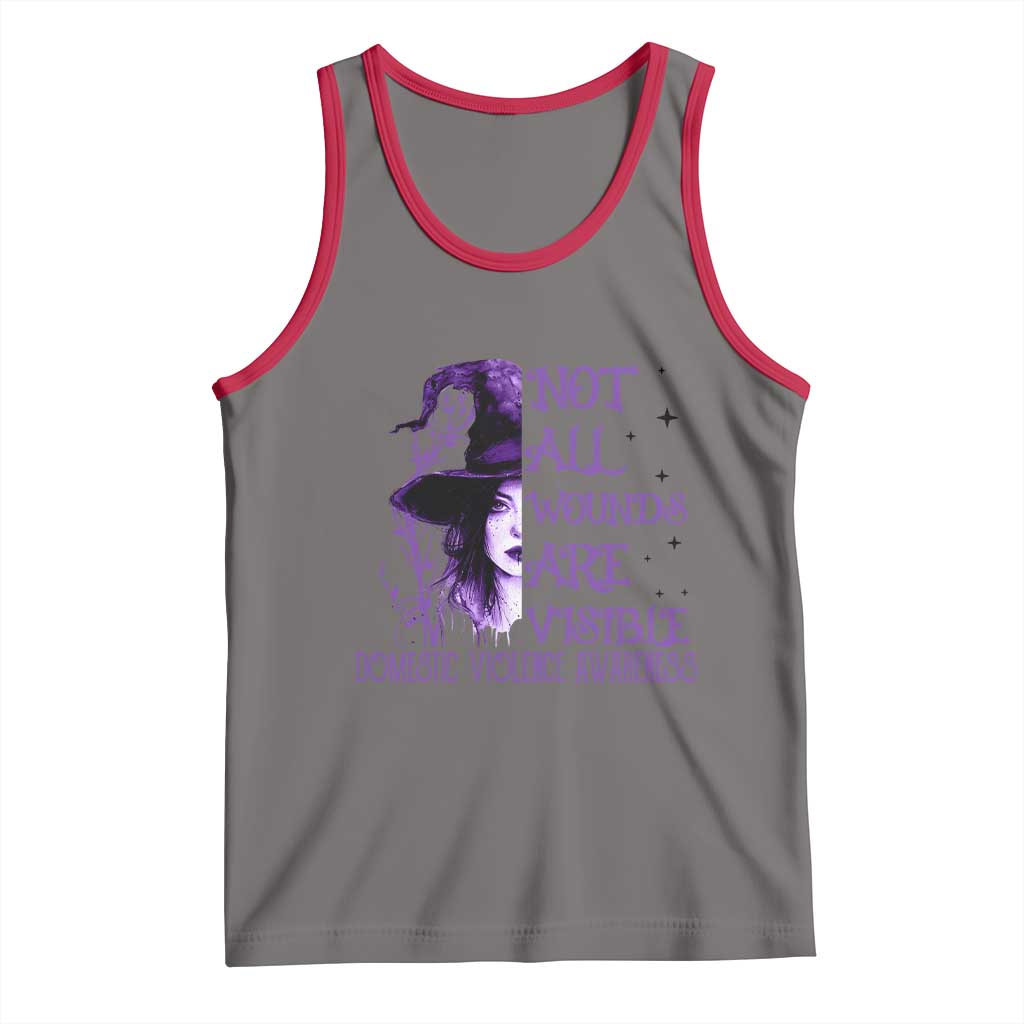 Stop Domestic Violence Tank Top Purple Ribbon Witch Graphic Witchy Feminist TS10 Deep Heather Red Print Your Wear