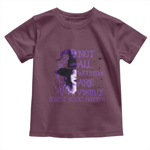 Stop Domestic Violence Toddler T Shirt Purple Ribbon Witch Graphic Witchy Feminist TS10 Maroon Print Your Wear