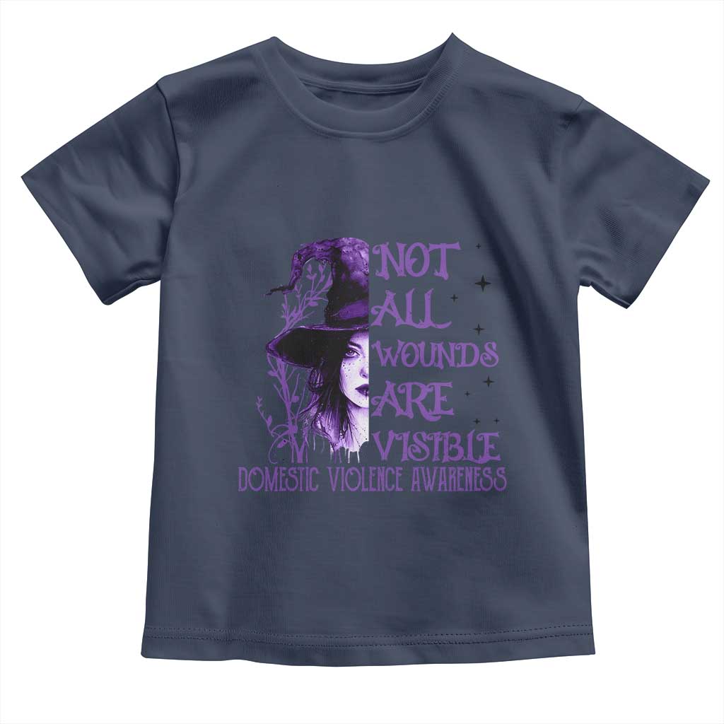 Stop Domestic Violence Toddler T Shirt Purple Ribbon Witch Graphic Witchy Feminist TS10 Navy Print Your Wear