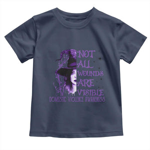 Stop Domestic Violence Toddler T Shirt Purple Ribbon Witch Graphic Witchy Feminist TS10 Navy Print Your Wear